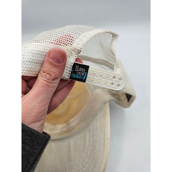 Vintage Y2K Island Crew Hawaii Snapback Trucker Hat White Palm Tree Print - Picture 4 of 6